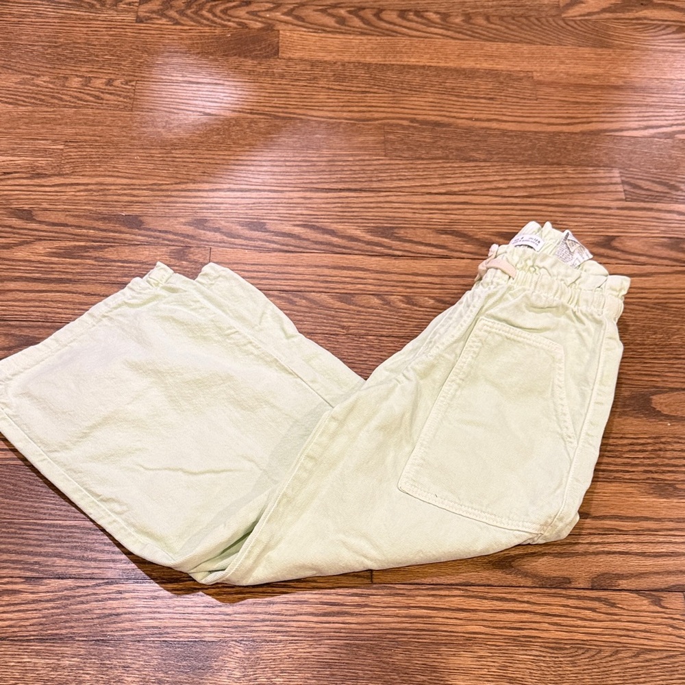Zara Girls Mint Green Elastic Waist Pants Size 8